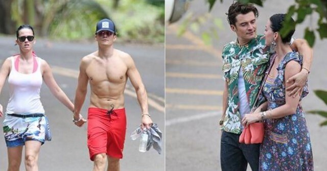 Katy Perry y Orlando Bloom sin camisa Katy Perry y Orlando Bloom caminando Hawaii