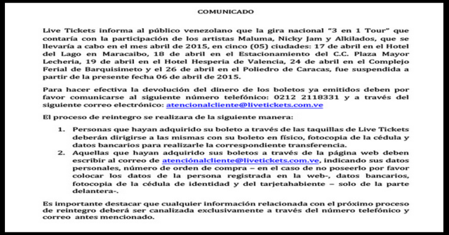 Comunicado de prensa de Live Tickets Comunicado de prensa de Live Tickets